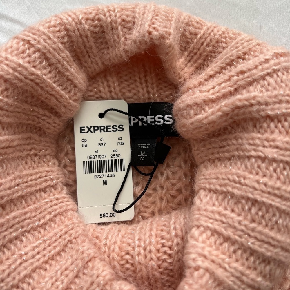 Express Acrylic Blend Shoulder Padded Turtle Neck Sweater - Picture 4 of 5